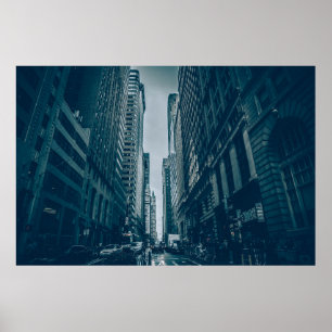 POSTER VOITURES DE ROUTE ENTRE LES BÂTIMENTS SUR VIGNETTE