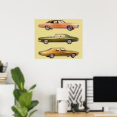 Poster Voitures de trois muscles en 1970 (Bureau à domicile)