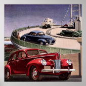 Poster Voitures d'époque, Voyage sur la route des berline (Devant)