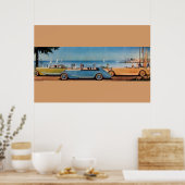 Poster VOITURES RÉTRO, bleu jaune orange (Cuisine)
