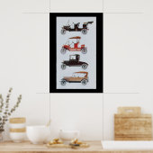 Poster VOITURES RÉTRO, noir blanc rouge (Cuisine)