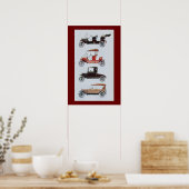Poster VOITURES RÉTRO, noir blanc rouge (Cuisine)