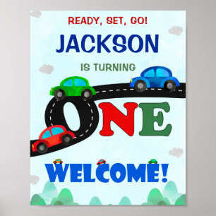 Poster Voitures signe de fête de bienvenue Chauffeur 1er