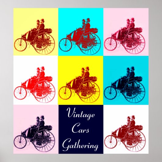 Poster VOITURES ViNTAGE RECUEILLANT POP ART (Devant)