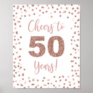 Poster Voix à 50 ans Signer Rose Gold Parties scintillant