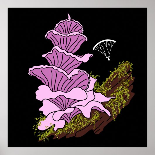Poster Vol à voile Champignon Pagode Rose (Devant)