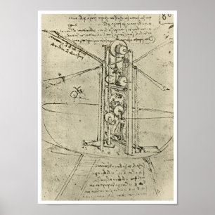 Poster Vol automatique, Leonardo da Vinci, 1488