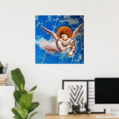 POSTER VOL D'ANGE DE NOËL DANS LE CIEL BLEU (Bureau à domicile)