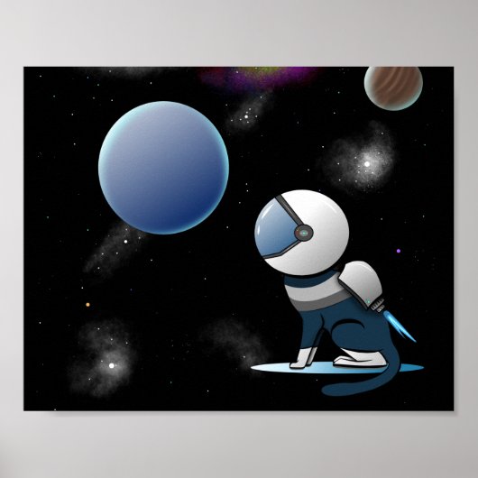Poster Vol d'astronaute de chats spatiaux (Devant)
