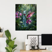 Poster Vol de bijou d'oiseau-mouche orchidée (Bureau à domicile)