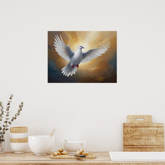 Poster Vol de colombe blanche (Cuisine)