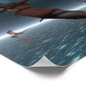 Poster Vol de dragons rouges au-dessus de la mer (Coin)