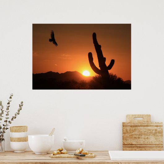 Poster Vol du coucher du soleil (Cuisine)