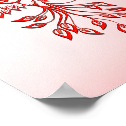 Poster Vol d'un Phoenix rouge sur rose (Coin)