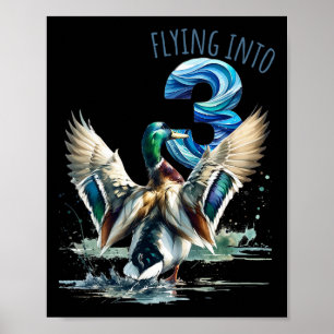 Poster Vol en 3 Chasse de canard 3e fête d'anniversaire 3