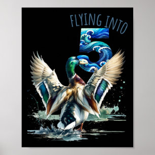 Poster Vol en 5 Chasse de canard 5e fête d'anniversaire 5