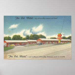 Poster VOL Motel, Knoxville, TN ~ Carte postale en lin Vi
