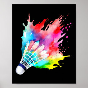 Poster Volant de Badminton Aquarelle Cadeau pour Joueur A