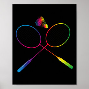 Poster Volant de badminton Coloré Avec Raquette De Navett