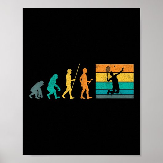 Poster Volant de badminton rétro évolution vintage Badmin (Devant)