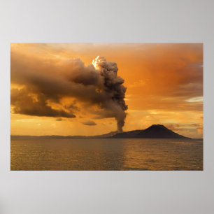 Poster Volcan de Tavurvur Rabaul Caldera Erupting