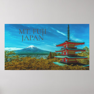 Poster Volcan Mt. Fuji Japon Pagode