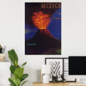 Poster Volcan vintage Mexico Travel Paricutin (Bureau à domicile)