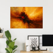 Poster Volcanic Pulse - Red and Amber Abstract Eruption (Bureau à domicile)