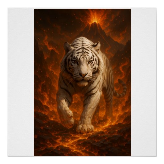 Poster Volcanic White Tiger Premium Wall Art – Fine Art (Devant)