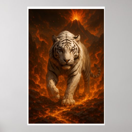 Poster Volcanic White Tiger Premium Wall Art – Fine Art (Devant)