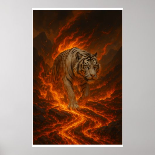 Poster Volcanic White Tiger Premium Wall Art – Fine Art C (Devant)