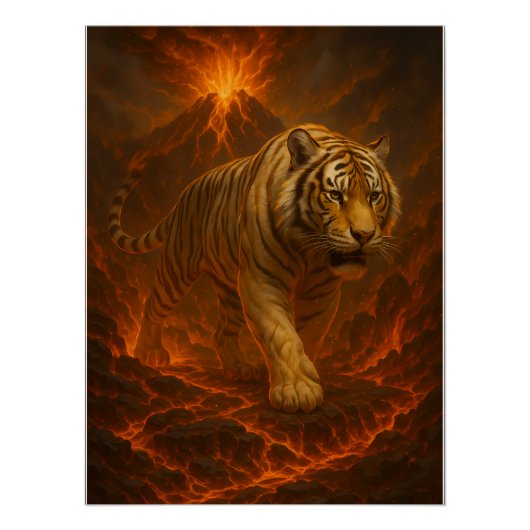 Poster Volcanic White Tiger Premium Wall Art – Fine Art C (Devant)