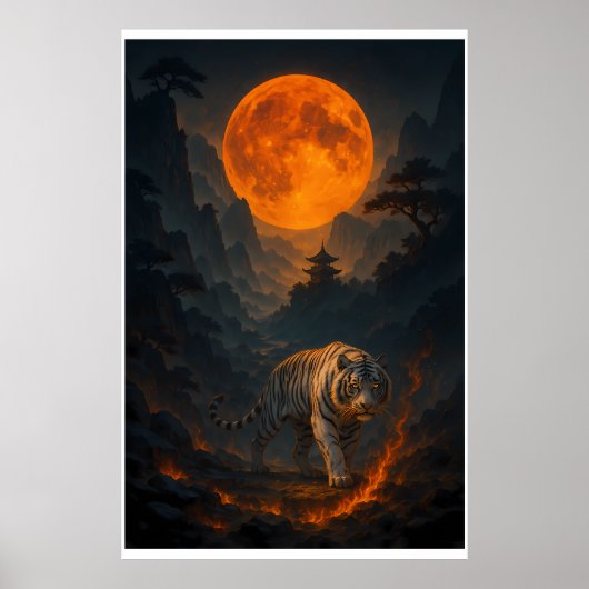 Poster Volcanic White Tiger Premium Wall Art – Fine Art C (Devant)