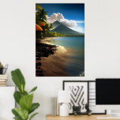 Poster Volcanos, Plage de sable blanc avec palmiers (Bureau à domicile)