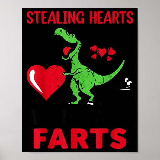 Poster Voler des cœurs et exploser des pets T Rex Mignon (Devant)