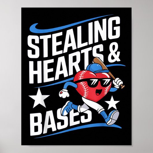 Poster Voler les coeurs et les bases de baseball Saint-Va (Devant)