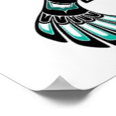 Poster Voler Turquoise Bleu et Noir Haida Spirit Bird (Coin)