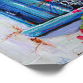 Poster Volets bleus avec Bougainvilliers (Coin)