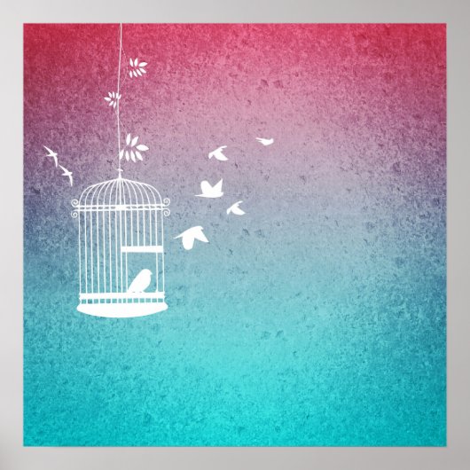 Poster Volière vintage et oiseaux (Devant)