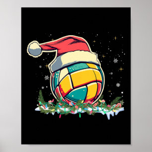 Poster Volley-ball de Noël avec Père Noël pour enfants Ho