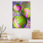 Poster Volley-ball des filles grungy (Cuisine)