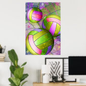 Poster Volley-ball des filles grungy (Bureau à domicile)