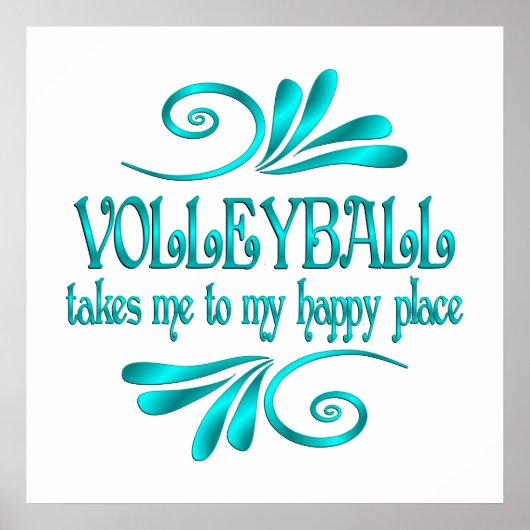 Poster Volley-ball Happy Place (Devant)