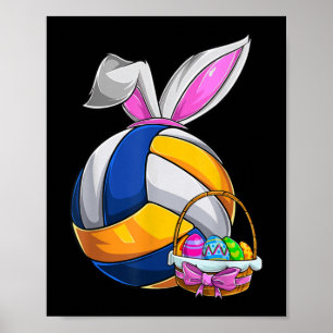 Poster Volley-ball Lapin de Pâques OEufs de Pâques Chasse