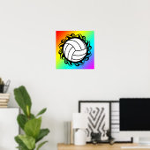 Poster volley-ball tribal (Bureau à domicile)