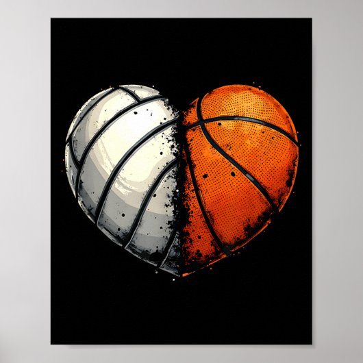 Poster Volleyball Basketball Ball Heart Srts Lover Valent (Devant)