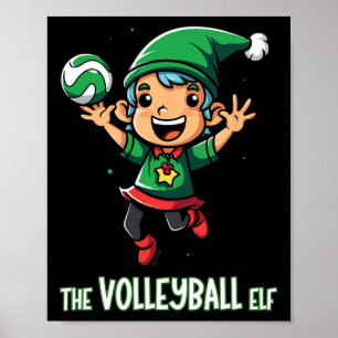 Poster Volleyball Elf Noël Correspondant Famille Fête Xma
