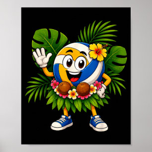 Poster volleyball hawaïen balle plage tropicale été