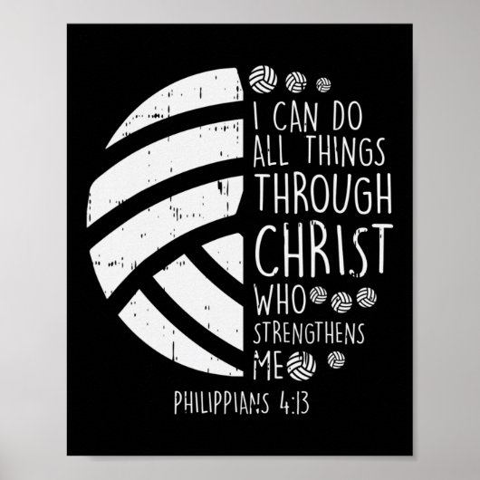 Poster Volleyball je peux faire des choses Bible Verse Di (Devant)