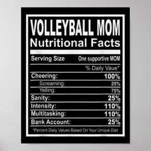 Poster Volleyball Maman Faits nutritionnels